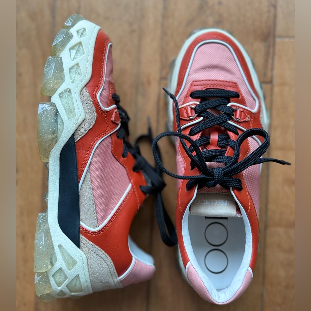 Jimmy Choo Diamond Leather Colorblock Sneakers Women’s Size 38.5